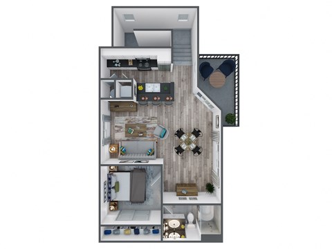 Floor plan for studio, 1 bath, 907 sqft